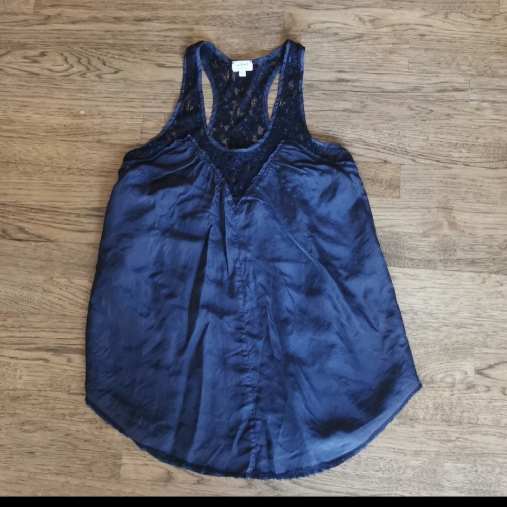 Aritzia Wilfred Black Silk Lace Tank Top XXS